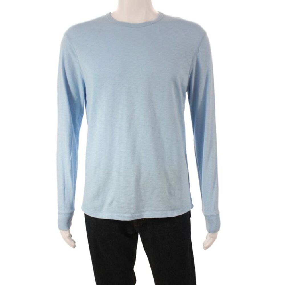 J Crew Mens Light Blue Long Sleeve Cotton Crew Neck T-Shirt Size M